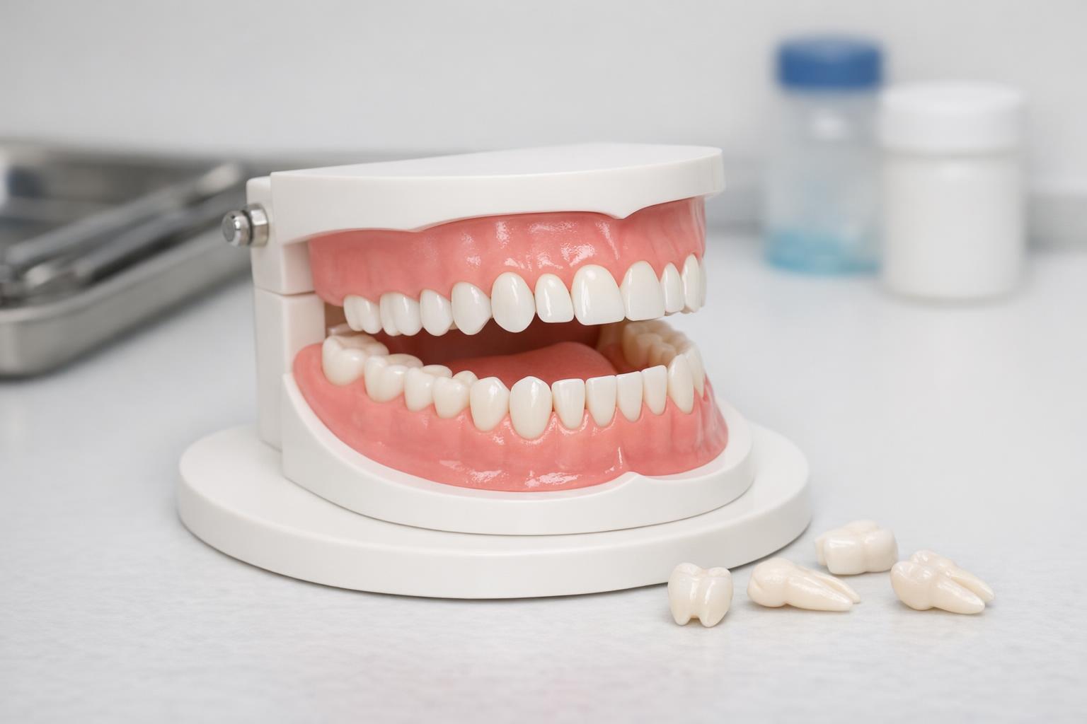 Zdjęcie: model stomatologiczny z wymiennymi zębami na podstawie symulacyjnej
